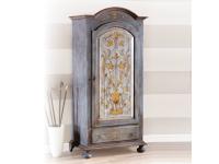 Foto armadio in stile in legno 1 porta 1 cassetto laccato decorato color azzurro cenere