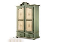Foto armadio in legno 2 porte 2 cassetti color verde per arredamenti in stile classico e decorato