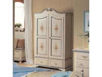 Foto armadio in legno 2 porte 2 cassetti decorato colore bianco filo azzurro per arredamenti in stile