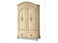 Foto armadio in legno 2 ante 2 cassetti decorato colore avorio filo verde per arredamenti in stile classico barocco