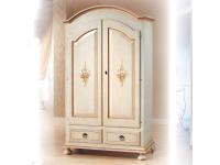 Foto armadio in legno 2 porte 2 cassetti laccato bianco filo ocra e decorato adatto ad arredi in stile