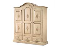 Foto armadio per camere da letto in legno 3 porte 3 cassetti in stile classico laccato avorio filo verde