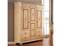 Foto armadio in legno 3 porte e 4 casssetti laccato avorio decorato profili rossi per arredamenti in stile classico