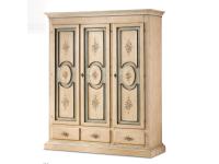 Foto armadio laccato avorio profili azzurro antico in legno 3 porte 3 cassetti per arredamenti in stile