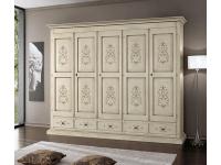 Foto armadio in legno 5 ante e 5 cassetti decorati