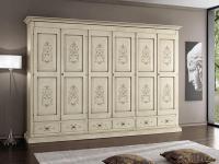Foto armadio in legno 6 ante e 6 cassetti decorati