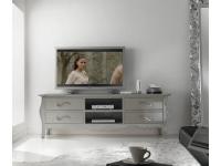 Foto porta tv in stile classico contemporaneo in legno 4 cassetti 2 vani giorno colore laccato tortora madreperla