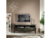 Foto porta tv bombato in legno 3 cassetti e 1 vano a giorno in stile moderno contemporaneo color nero