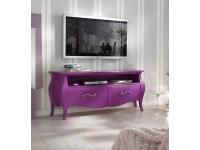Foto porta tv bombato in legno 2 cassetti 1 vano a giorno magenta in stile moderno contemporaneo