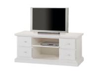 Foto porta tv in legno 4 cassetti e 2 vani a giorno color bianco per arredamenti in stile moderno shabby