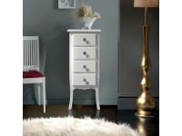 Foto cassettiera in legno in stile contemporaneo con 4 cassetti color bianco