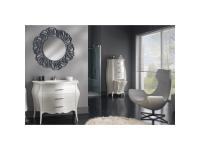 Foto mobile bagno moderno contemporaneo 3 cassetti laccato bianco madreperla con mineralmarmo