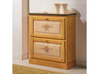 Foto scarpiera in legno 2 ante a ribalta decorata