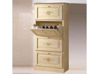 Foto scarpiera in legno 4 ante a ribalta laccata con decori floreali per 24 paia di scarpe