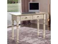 Foto scrittoio classico decorato avorio antico filo verde in legno con 2 cassetti e gambe tornite