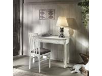 Foto scrittoio in legno 1 cassetto bianco con profili verde antico