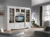 Foto libreria in legno 6 ante scorrevoli e vano tv bianco