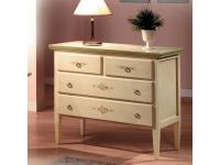 Foto comò in legno 4 cassetti laccato avorio decorato filo verde stile classico