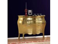 Foto comò in legno bombato 3 cassetti foglia oro