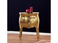 Foto comodino bombato in legno 2 cassetti foglia oro per arredamenti in stile moderno
