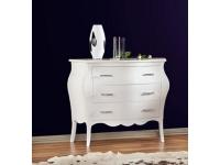 Foto comò in legno bombato 3 cassetti bianco brillante