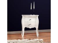 Foto comodino bombato in legno 2 cassetti bianco lucido stile provenzale moderno