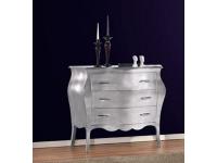 Foto comò in legno bombato 3 cassetti foglia argento