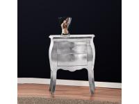 Foto comodino bombato 2 cassetti foglia argento per arredamenti moderni e contemporanei