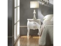 Foto comodino bombato in legno 2 cassetti bianco per arredamenti in stile moderno contemporaneo