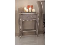 Foto comodino in legno 1 cassetto 1 ripiano tortora anticato profilo avorio