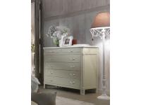 Foto comò classico in legno 6 cassetti verde antico profili bianchi stile moderno contemporaneo