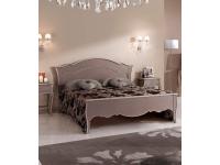 Foto letto matrimoniale in legno, tortora anticato profilo avorio