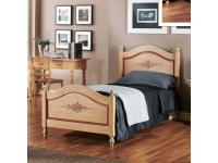 Foto letto singolo in legno arredamenti stile decorato color avorio anticato con profili rosso antico