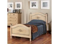 Foto letto singolo in legno colore avorio anticato con profili azzurro antico per arredamenti in stile decorato