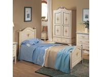 Foto letto singolo in legno bianco con filo azzurro in stile decorato classico