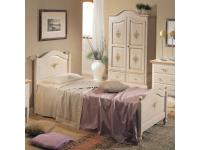 Foto letto singolo in legno colore bianco filo rosa per arredamenti in stile decorato