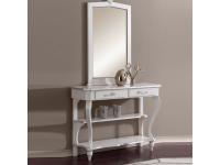 Foto consolle in legno 2 cassetti e 2 ripiani con gambe sagomate in stile contemporaneo