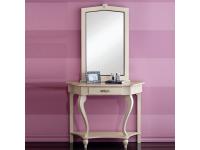 Foto consolle in legno 1 cassetto e 1 ripiano sagomata in stile bianco laccato