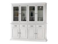 Foto credenza stile shabby chic provenzale in legno 4 ante e 4 cassetti color bianco consumato