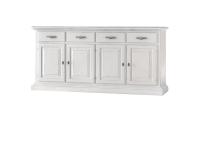 Foto credenza in legno 4 porte 4 cassetti bianco consumato