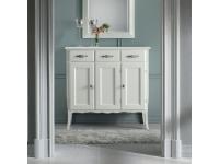 Foto credenzina in legno 3 ante 3 cassetti colore bianco in stile classico shabby