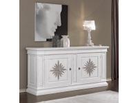 Foto credenze classiche shabby in legno 2 porte 2 cassetti con intaglio margherita