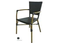 Foto poltrone classiche in alluminio simil bambù con seduta e schienale intreccio rattan per arredo giardini piscine terrazze esterne