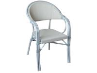 Foto sedie in alluminio effetto legno sbiancato e textilene grigio chiaro impilabile per arredo bar ristorante