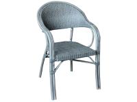 Foto sedie in alluminio effetto legno sbiancato e wicker grigio chiaro impilabile per arredo locali esterni