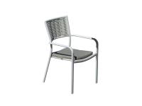 Foto sedie alluminio e wicker impilabili color avorio con cuscino grigio sfoderabile per arredo bar ristorante esterno