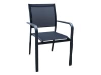 Foto sedie esterno contract impilabili in alluminio antracite e textilene nero