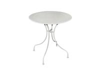 Foto tavolo tondo 60 cm in ferro color bianco ad uso esterno