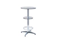 Foto tavolo alto con doppio appoggio e poggiapiede con bordo arrotondato per arredo bar