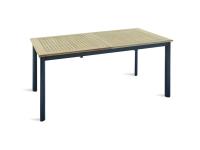 Foto tavolo allungabile in alluminio nero e piano in teak 150/210 x 90